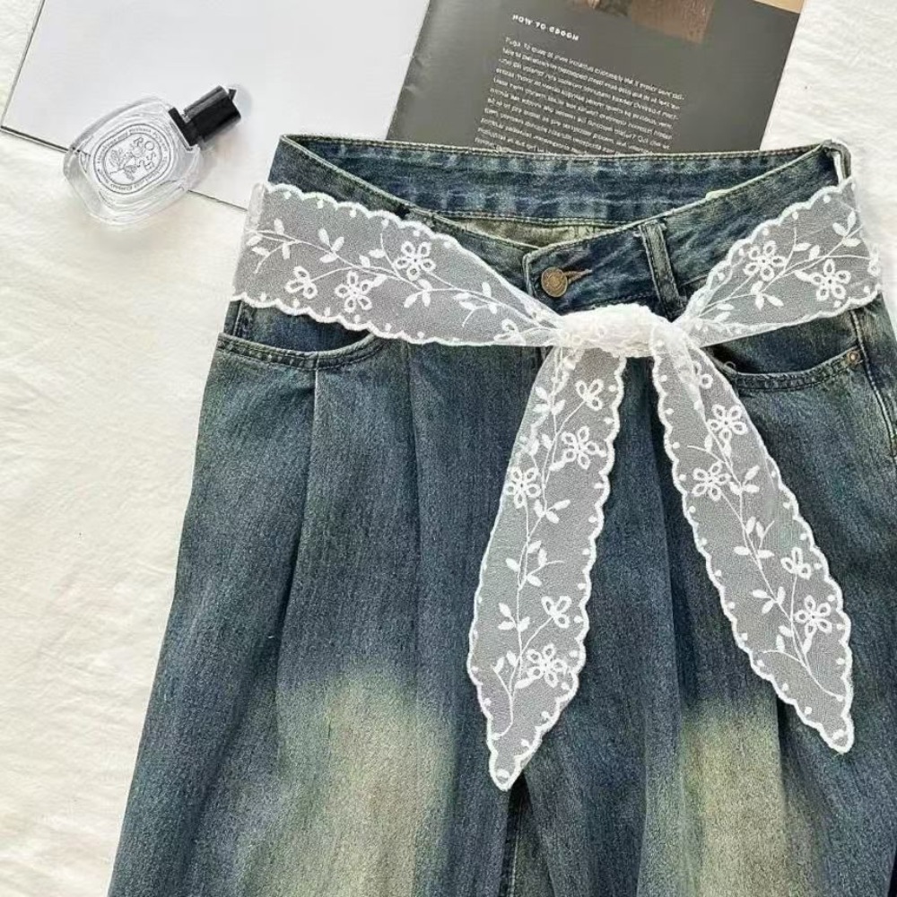 Woman Accessory - Cinturón de encaje blanco dulce para