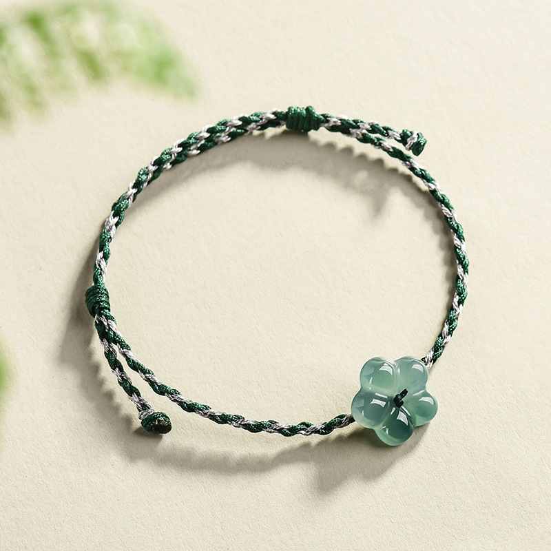 Woman Accessory - Pulsera de Jadeíta Birmana con Flor,